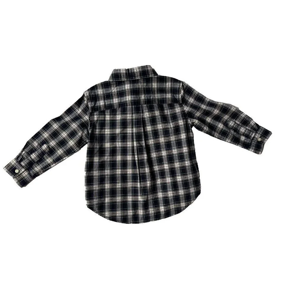 Ralph Lauren Long Sleeve Button Down blue/white Plaid Shirt Size 24 months Baby